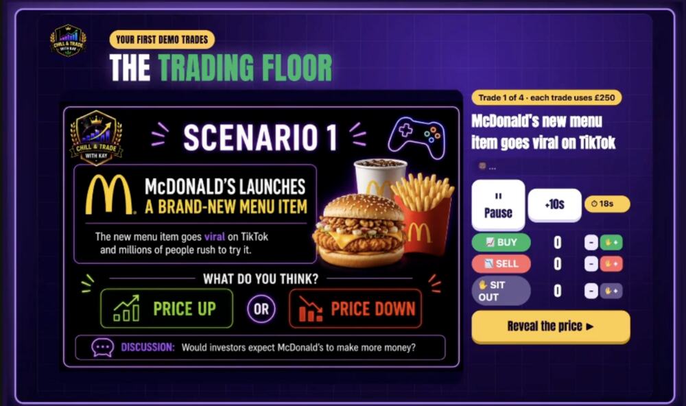 Screenshot from a live Chill & Trade class: The Trading Floor